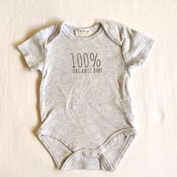 rabbit + bear organic cotton short sleeve bodysuit diaper shirt 3-6 months baby - Picture 2 of 6